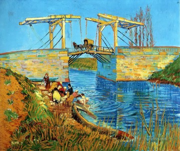 El puente Langlois en Arles con mujeres lavando 2 Vincent van Gogh Pinturas al óleo